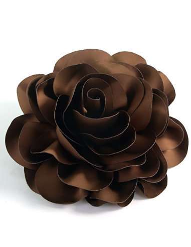 KWIAT Z MATERIAŁU RÓŻA BROSZKA PRZYPINKA LOLITA AKCESORIA 17 cm XL BRĄZOWY