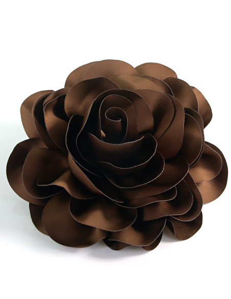 KWIAT Z MATERIAŁU RÓŻA BROSZKA PRZYPINKA LOLITA AKCESORIA 17 cm XL BRĄZOWY