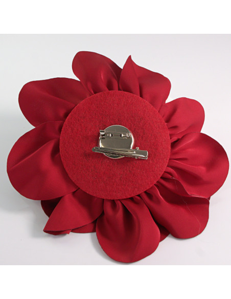 KWIAT Z MATERIAŁU RÓŻA BROSZKA PRZYPINKA LOLITA AKCESORIA 17 cm XL CZERWONY
