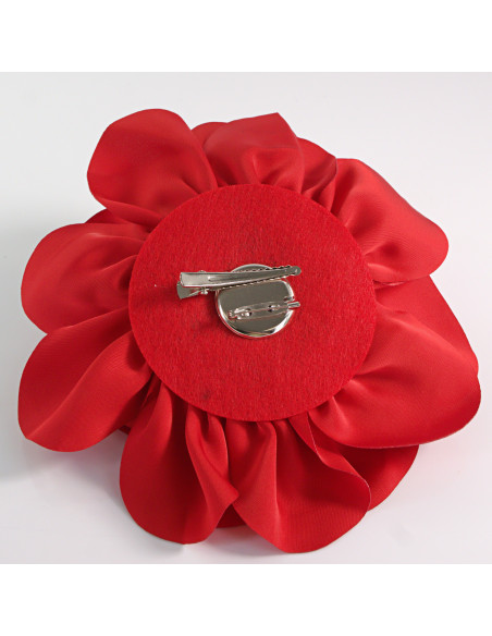 KWIAT Z MATERIAŁU RÓŻA BROSZKA PRZYPINKA LOLITA AKCESORIA 17 cm XL CZERWONY