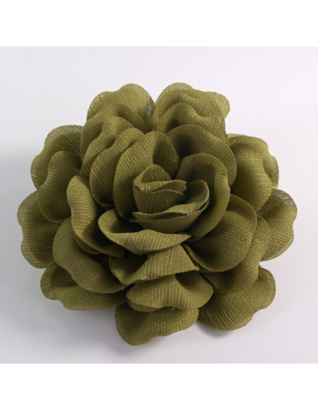 KWIAT Z MATERIAŁU RÓŻA BROSZKA PRZYPINKA LOLITA AKCESORIA 12 CM KHAKI