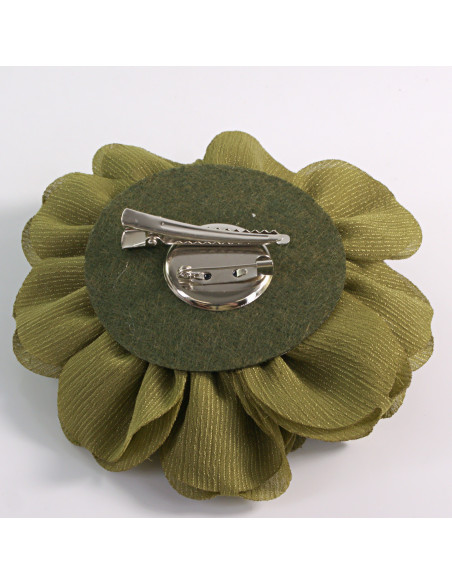 KWIAT Z MATERIAŁU RÓŻA BROSZKA PRZYPINKA LOLITA AKCESORIA 12 CM KHAKI