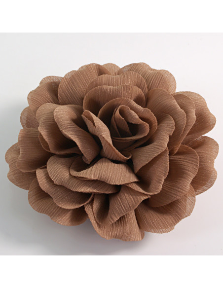KWIAT Z MATERIAŁU RÓŻA BROSZKA PRZYPINKA LOLITA AKCESORIA 12 CM CYNAMONOWY