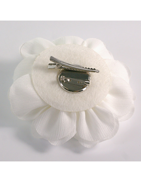 KWIAT Z MATERIAŁU RÓŻA BROSZKA PRZYPINKA LOLITA AKCESORIA 12 CM BIAŁY