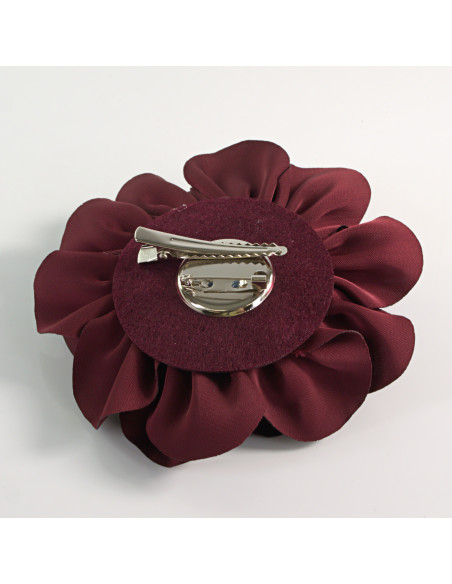 KWIAT Z MATERIAŁU RÓŻA BROSZKA PRZYPINKA LOLITA AKCESORIA 10 CM BURGUND