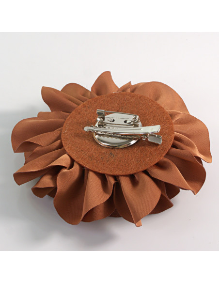 KWIAT Z MATERIAŁU RÓŻA BROSZKA PRZYPINKA LOLITA AKCESORIA 10 CM BRĄZOWY