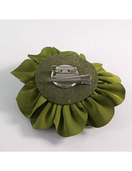 KWIAT Z MATERIAŁU RÓŻA BROSZKA PRZYPINKA LOLITA AKCESORIA 10 CM ZIELONY