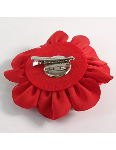 KWIAT Z MATERIAŁU RÓŻA BROSZKA PRZYPINKA LOLITA AKCESORIA 10 CM CZERWONY
