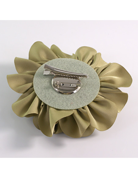 KWIAT Z MATERIAŁU RÓŻA BROSZKA PRZYPINKA LOLITA AKCESORIA 10 CM KHAKI