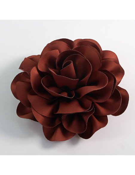 KWIAT Z MATERIAŁU RÓŻA BROSZKA PRZYPINKA LOLITA AKCESORIA 10 CM BRĄZOWY