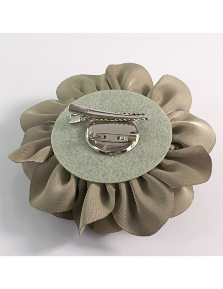 KWIAT Z MATERIAŁU RÓŻA BROSZKA PRZYPINKA LOLITA AKCESORIA 10 CM khaki