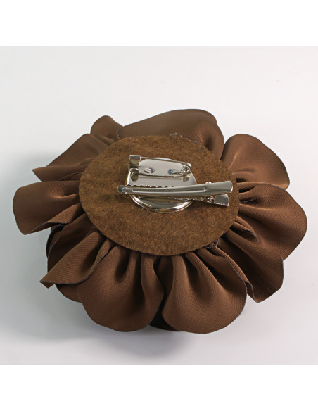 KWIAT Z MATERIAŁU RÓŻA BROSZKA PRZYPINKA LOLITA AKCESORIA 10 CM BRĄZOWY