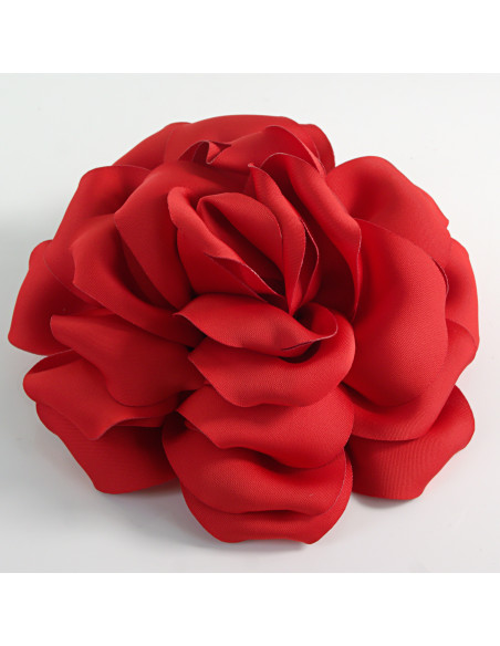 KWIAT Z MATERIAŁU RÓŻA BROSZKA PRZYPINKA LOLITA AKCESORIA 14 CM CZERWONY