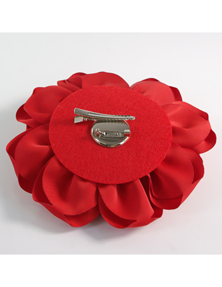 KWIAT Z MATERIAŁU RÓŻA BROSZKA PRZYPINKA LOLITA AKCESORIA 14 CM CZERWONY