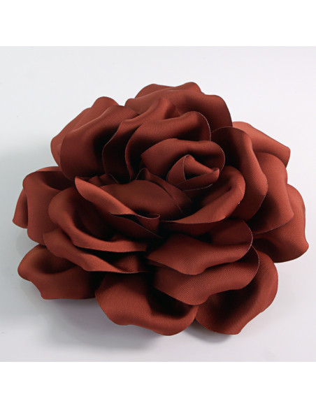 KWIAT Z MATERIAŁU RÓŻA BROSZKA PRZYPINKA LOLITA AKCESORIA 14 CM BRĄZOWY