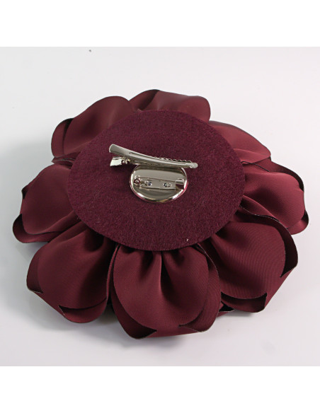 KWIAT Z MATERIAŁU RÓŻA BROSZKA PRZYPINKA LOLITA AKCESORIA 14 CM BURGUND