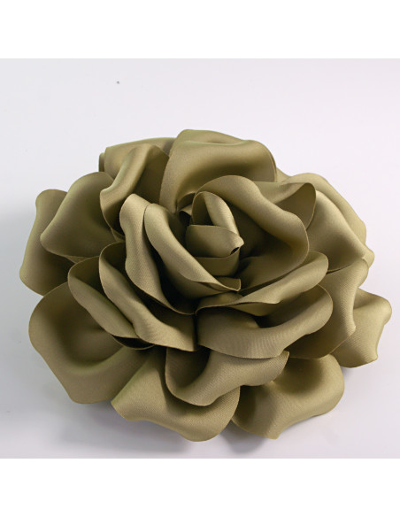 KWIAT Z MATERIAŁU RÓŻA BROSZKA PRZYPINKA LOLITA AKCESORIA 14 CM KHAKI