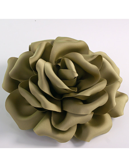 KWIAT Z MATERIAŁU RÓŻA BROSZKA PRZYPINKA LOLITA AKCESORIA 14 CM KHAKI