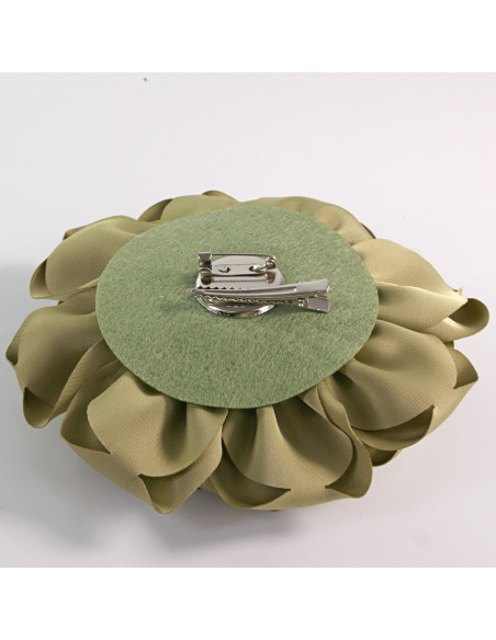 KWIAT Z MATERIAŁU RÓŻA BROSZKA PRZYPINKA LOLITA AKCESORIA 14 CM KHAKI