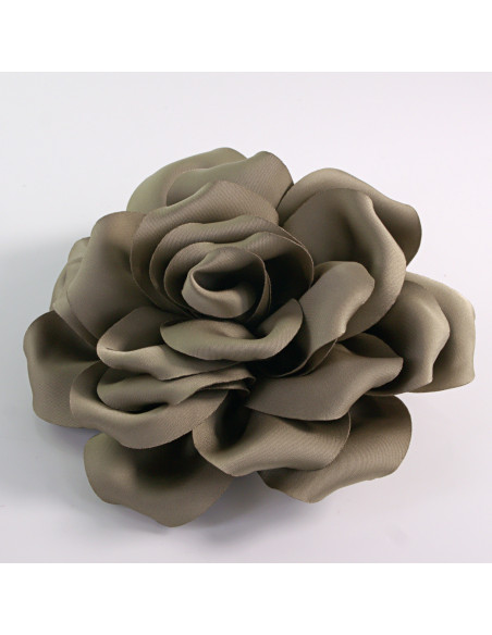 KWIAT Z MATERIAŁU RÓŻA BROSZKA PRZYPINKA LOLITA AKCESORIA 14 CM KHAKI