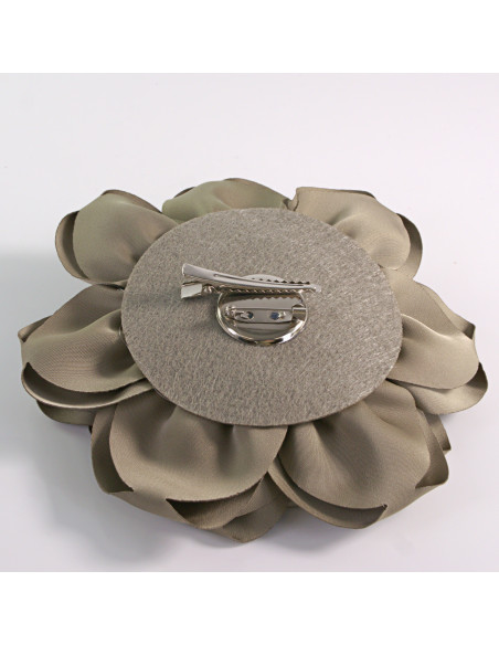 KWIAT Z MATERIAŁU RÓŻA BROSZKA PRZYPINKA LOLITA AKCESORIA 14 CM KHAKI