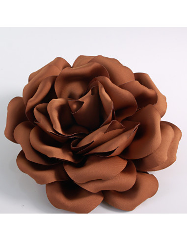 KWIAT Z MATERIAŁU RÓŻA BROSZKA PRZYPINKA LOLITA AKCESORIA 14 CM BRĄZOWY
