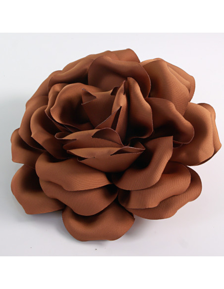 KWIAT Z MATERIAŁU RÓŻA BROSZKA PRZYPINKA LOLITA AKCESORIA 14 CM BRĄZOWY