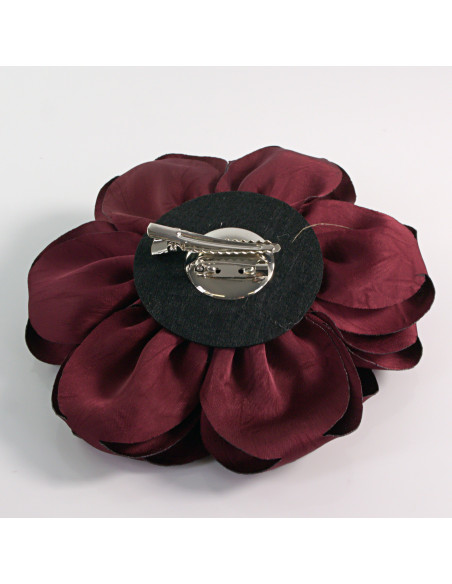 KWIAT Z MATERIAŁU RÓŻA BROSZKA PRZYPINKA LOLITA AKCESORIA 14 CM BURGUND