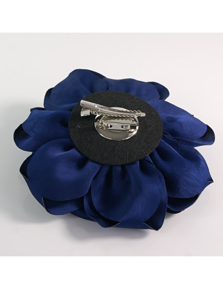KWIAT Z MATERIAŁU RÓŻA BROSZKA PRZYPINKA LOLITA AKCESORIA 14 CM GRANATOWY