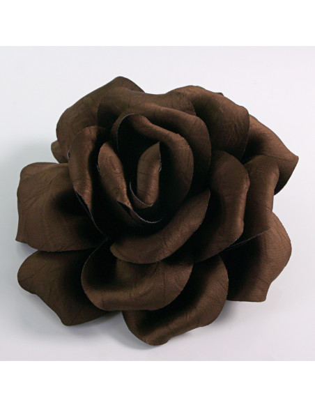 KWIAT Z MATERIAŁU RÓŻA BROSZKA PRZYPINKA LOLITA AKCESORIA 14 CM BRĄZOWY