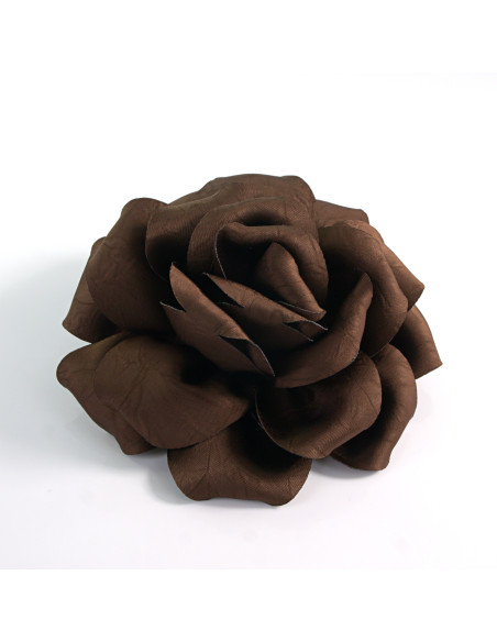 KWIAT Z MATERIAŁU RÓŻA BROSZKA PRZYPINKA LOLITA AKCESORIA 14 CM BRĄZOWY