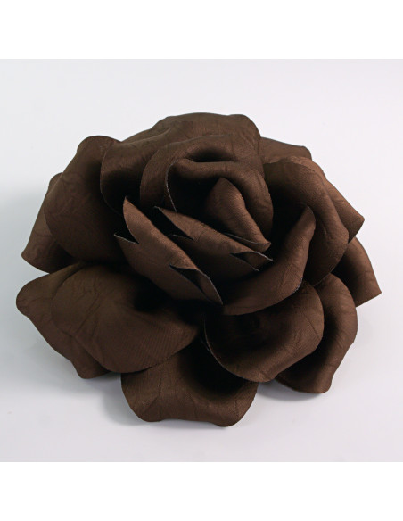 KWIAT Z MATERIAŁU RÓŻA BROSZKA PRZYPINKA LOLITA AKCESORIA 14 CM BRĄZOWY