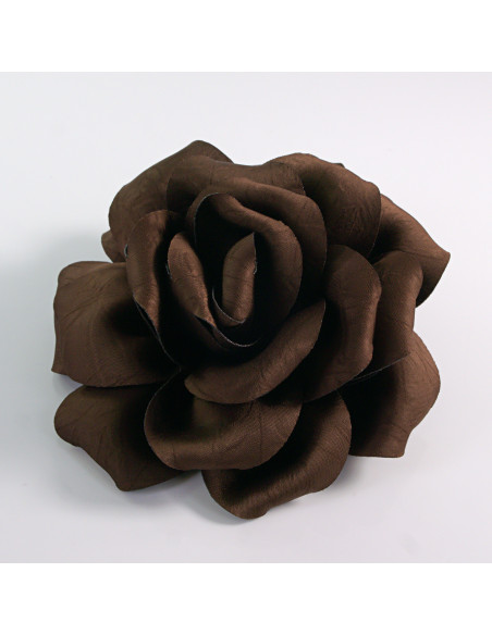 KWIAT Z MATERIAŁU RÓŻA BROSZKA PRZYPINKA LOLITA AKCESORIA 14 CM BRĄZOWY