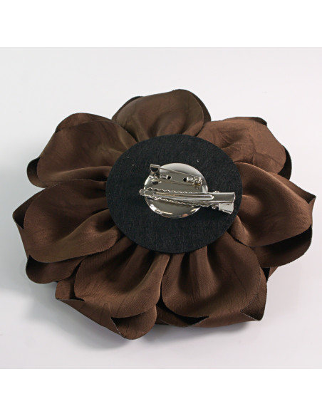 KWIAT Z MATERIAŁU RÓŻA BROSZKA PRZYPINKA LOLITA AKCESORIA 14 CM BRĄZOWY