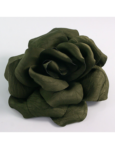 KWIAT Z MATERIAŁU RÓŻA BROSZKA PRZYPINKA LOLITA AKCESORIA 14 CM KHAKI