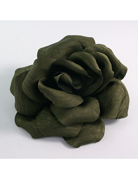 KWIAT Z MATERIAŁU RÓŻA BROSZKA PRZYPINKA LOLITA AKCESORIA 14 CM KHAKI