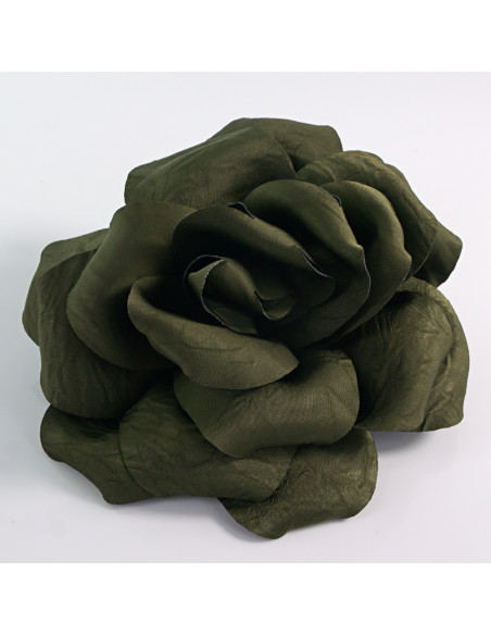 KWIAT Z MATERIAŁU RÓŻA BROSZKA PRZYPINKA LOLITA AKCESORIA 14 CM KHAKI