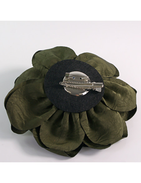 KWIAT Z MATERIAŁU RÓŻA BROSZKA PRZYPINKA LOLITA AKCESORIA 14 CM KHAKI