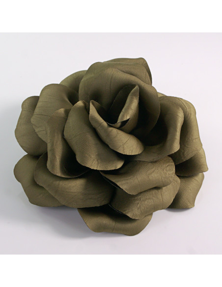 KWIAT Z MATERIAŁU RÓŻA BROSZKA PRZYPINKA LOLITA AKCESORIA 14 CM KHAKI
