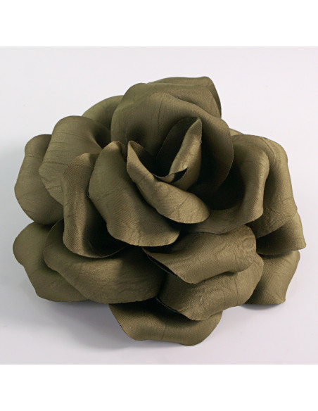 KWIAT Z MATERIAŁU RÓŻA BROSZKA PRZYPINKA LOLITA AKCESORIA 14 CM KHAKI