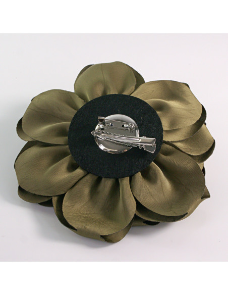 KWIAT Z MATERIAŁU RÓŻA BROSZKA PRZYPINKA LOLITA AKCESORIA 14 CM KHAKI