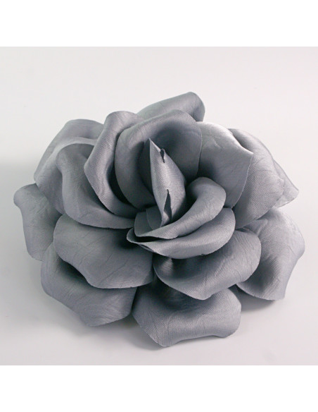 KWIAT Z MATERIAŁU RÓŻA BROSZKA PRZYPINKA LOLITA AKCESORIA 14 CM SZARY