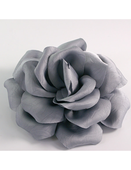 KWIAT Z MATERIAŁU RÓŻA BROSZKA PRZYPINKA LOLITA AKCESORIA 14 CM SZARY