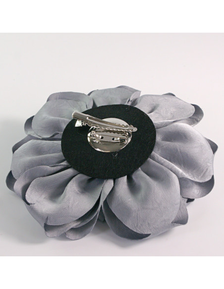 KWIAT Z MATERIAŁU RÓŻA BROSZKA PRZYPINKA LOLITA AKCESORIA 14 CM SZARY