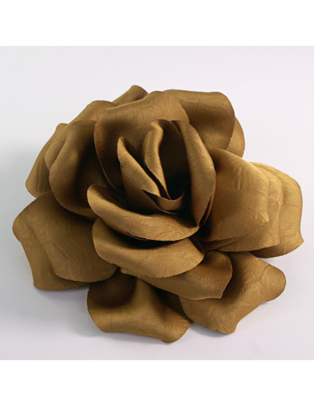 KWIAT Z MATERIAŁU RÓŻA BROSZKA PRZYPINKA LOLITA AKCESORIA 14 CM BRĄZ SEPIA