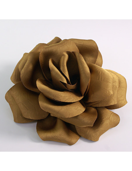 KWIAT Z MATERIAŁU RÓŻA BROSZKA PRZYPINKA LOLITA AKCESORIA 14 CM BRĄZ SEPIA