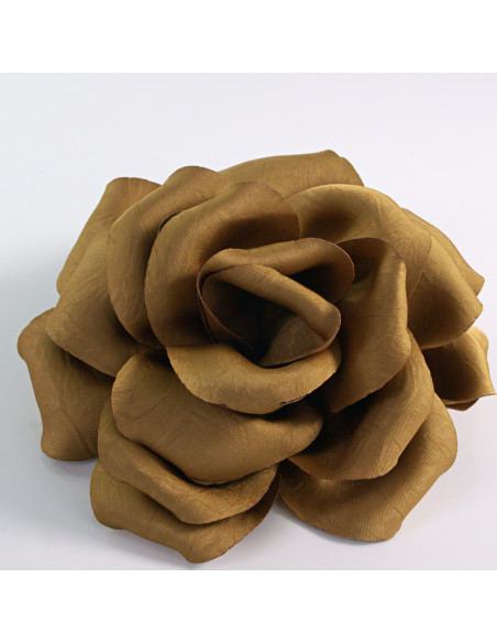 KWIAT Z MATERIAŁU RÓŻA BROSZKA PRZYPINKA LOLITA AKCESORIA 14 CM BRĄZ SEPIA