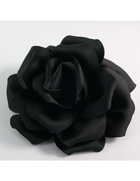 KWIAT Z MATERIAŁU RÓŻA BROSZKA PRZYPINKA LOLITA AKCESORIA 14 CM CZARNY