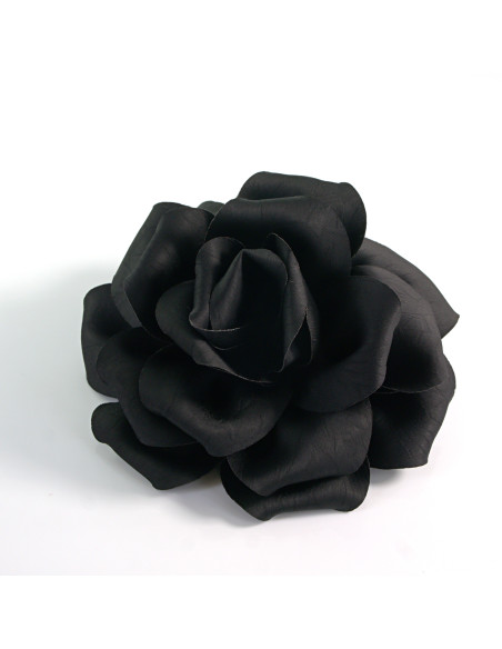 KWIAT Z MATERIAŁU RÓŻA BROSZKA PRZYPINKA LOLITA AKCESORIA 14 CM CZARNY