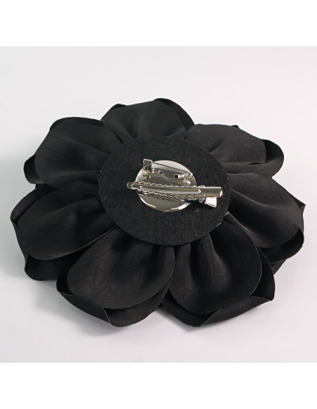 KWIAT Z MATERIAŁU RÓŻA BROSZKA PRZYPINKA LOLITA AKCESORIA 14 CM CZARNY